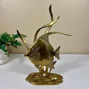 Large Vintage Brass Tropical Fish Sculpture Figurine